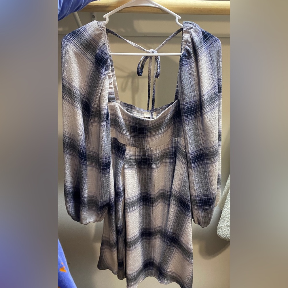 M Urban Outfitters Plaid Bell Sleeve Dress